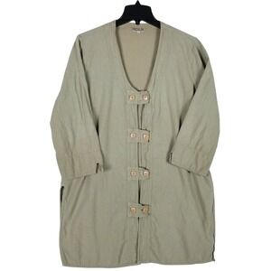 Iridium Tunic Top Womens Size M Sage Green Cotton Gauze Lagenlook Frog Closure